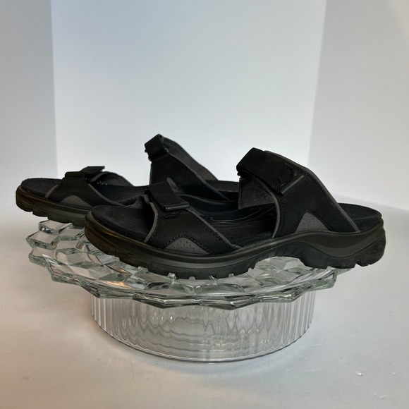 Ecco Offroad Adjustable Strap Sandals Black Yak Leather Comfort EU 39 US 8 8.5 - Picture 1 of 9